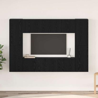 Set comodă TV cu raft 8 pcs Stejar negru 181 x 30 x 120 cm GartenMobel Dekor