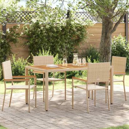 Scaune Exterioare 4 pcs Crem, Brun GartenMobel Dekor