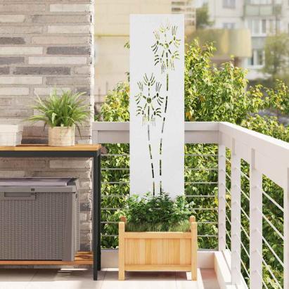 Panou Decorativ de Grădină Alb 32 x 140 cm Oțel laminat la rece GartenMobel Dekor