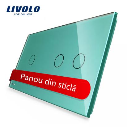 Panou intrerupator simplu+dublu cu touch Livolo din sticla SmartElectro IntelligentHouse
