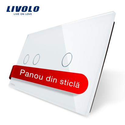 Panou intrerupator dublu + simplu cu touch Livolo din sticla SmartElectro IntelligentHouse