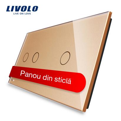 Panou intrerupator dublu + simplu cu touch Livolo din sticla SmartElectro IntelligentHouse
