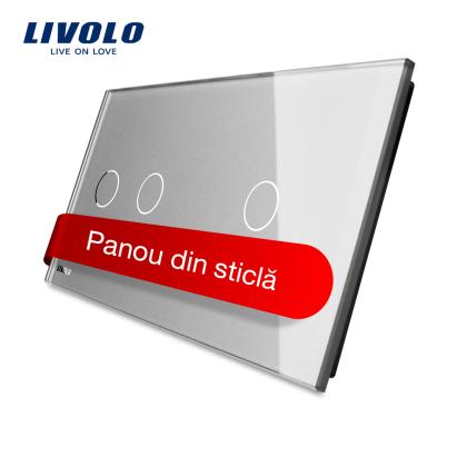 Panou intrerupator dublu + simplu cu touch Livolo din sticla SmartElectro IntelligentHouse
