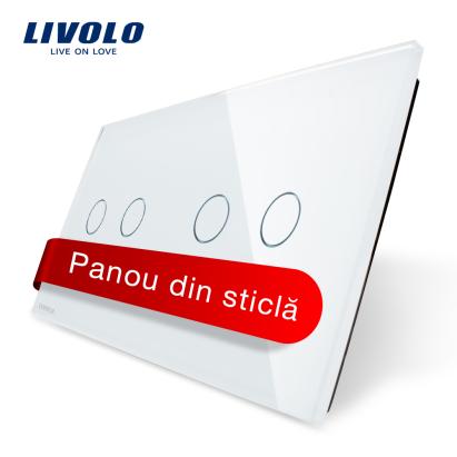 Panou intrerupator dublu+dublu cu touch Livolo din sticla SmartElectro IntelligentHouse