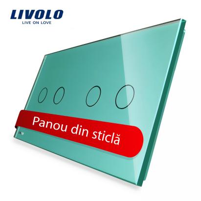 Panou intrerupator dublu+dublu cu touch Livolo din sticla SmartElectro IntelligentHouse