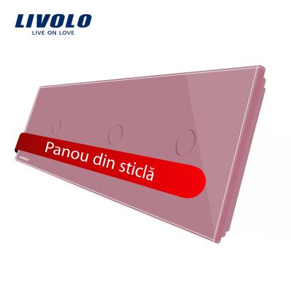 Panou intrerupator simplu+simplu+simplu cu touch Livolo din sticla SmartElectro IntelligentHouse