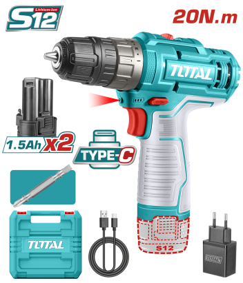 TOTAL - MASINA DE GAURIT CU ACUMULATOR 12V/LED LI-ION (2 ACUMULATORI 1.5Ah) PowerTool TopQuality