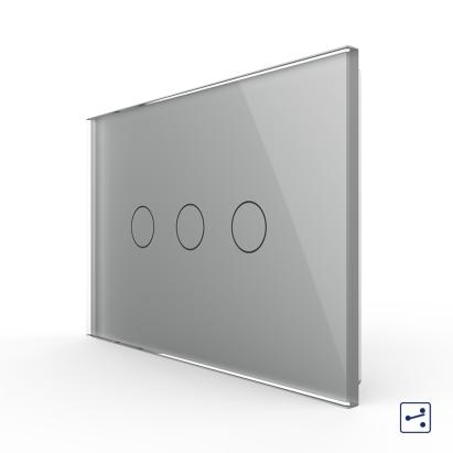 Intrerupator triplu cap scara / cruce cu touch Livolo din sticla, standard italian - Serie noua SmartElectro IntelligentHouse