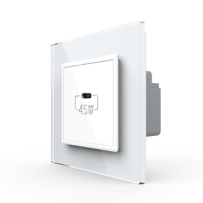 Priza USB Tip C Livolo cu Rama din Sticla SmartElectro IntelligentHouse