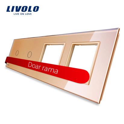 Panou 2 intrerupatoare simple cu touch si 2 prize LIVOLO din sticla SmartElectro IntelligentHouse