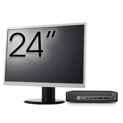 Pachet Calculator Second Hand HP EliteDesk 800 G2 Mini PC, Intel Core i7-6700T 2.80 - 3.60GHz, 8GB DDR4, 256GB SSD + Monitor 24 Inch NewTechnology Media