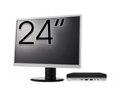 Pachet PC Refurbished HP ProDesk 600 G4 Mini, Intel Core i5-8500T 2.10 - 3.50GHz, 8GB DDR4, 256GB SSD + Monitor 24 Inch + Windows 10 Home NewTechnology Media
