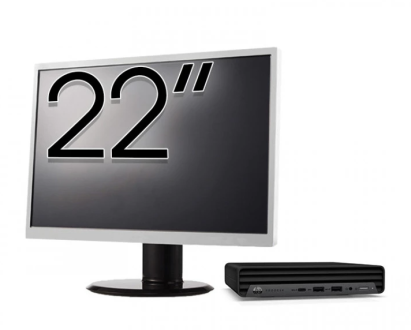 Pachet Calculator Refurbished HP ProDesk 400 G6 Mini, Intel Core i5-10500T 2.30 - 3.80GHz, 8GB DDR4, 256GB SSD + Monitor 22 Inch + Windows 10 Pro NewTechnology Media