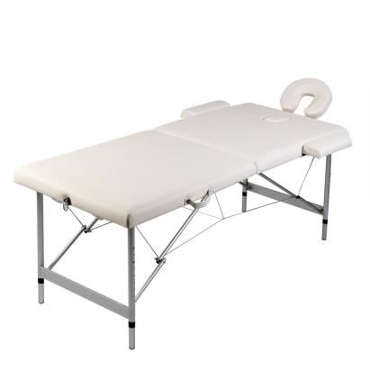 Masă de masaj pliabilă, 2 zone, alb crem, cadru din aluminiu GartenMobel Dekor