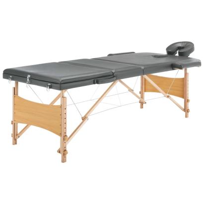 Masă de masaj cu 3 zone, cadru din lemn, antracit, 186 x 68 cm GartenMobel Dekor