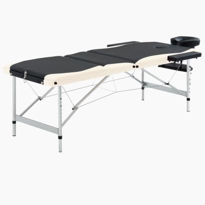 Masă pliabilă de masaj, 3 zone, negru și bej, aluminiu GartenMobel Dekor
