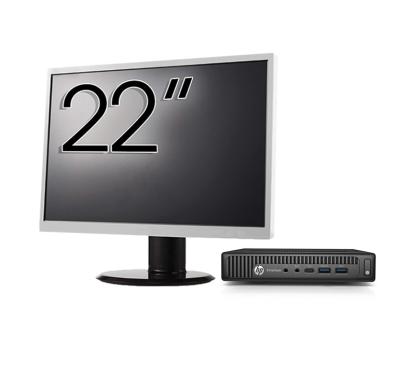 Pachet Calculator Second Hand HP EliteDesk 800 G2 Mini PC, Intel Core i7-6700T 2.80 - 3.60GHz, 8GB DDR4, 256GB SSD + Monitor 22 Inch NewTechnology Media