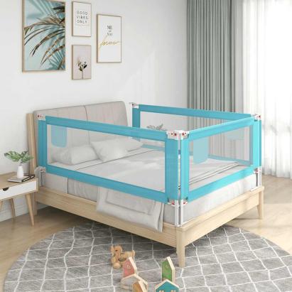 Balustradă de protecție pat copii, albastru, 150x25 cm, textil GartenMobel Dekor