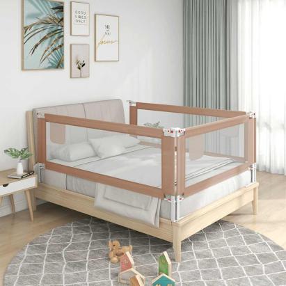 Balustradă de protecție pat copii, gri taupe, 140x25 cm, textil GartenMobel Dekor