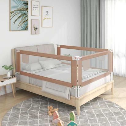 Balustradă de protecție pat copii, gri taupe, 190x25 cm, textil GartenMobel Dekor