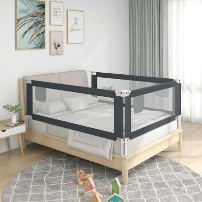 Balustradă de protecție pat copii, gri închis, 200x25 cm textil GartenMobel Dekor