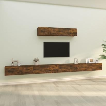 Set dulapuri TV, 6 piese, stejar fumuriu, lemn prelucrat GartenMobel Dekor