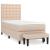 Pat box spring cu saltea, cappuccino, 90x190 cm piele ecologică GartenMobel Dekor