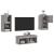 Comode TV de perete cu lumini LED, 4 piese, gri sonoma GartenMobel Dekor