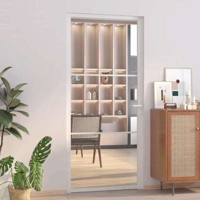 Ușă de interior, 93x201,5 cm, alb, sticlă ESG și aluminiu GartenMobel Dekor