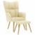 Scaun de relaxare cu taburet, crem, textil GartenMobel Dekor