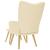 Scaun de relaxare cu taburet, crem, textil GartenMobel Dekor