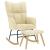 Scaun balansoar cu taburet, crem, material textil GartenMobel Dekor