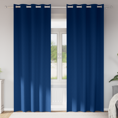 Perdele cu perdele 2 pcs Albastru închis 245 x 140 cm Poliester GartenMobel Dekor