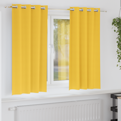 Perdele cu perdele 2 pcs galben muștar 175 x 140 cm Poliester GartenMobel Dekor