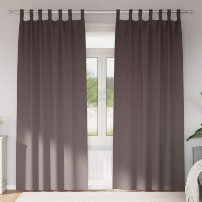 Perdele cu perdele 2 pcs Maro închis 260 x 140 cm Poliester GartenMobel Dekor