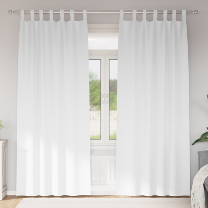 Perdele cu perdele 2 pcs Alb pur 260 x 140 cm Poliester GartenMobel Dekor