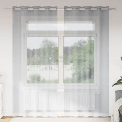 Perdele cu perdele 2 pcs Gri închis 140 x 225 cm Poliester GartenMobel Dekor