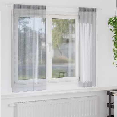 Perdele cu perdele 2 pcs Gri închis 140 x 175 cm Poliester GartenMobel Dekor