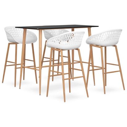 Set mobilier de bar, 5 piese, negru și alb GartenMobel Dekor