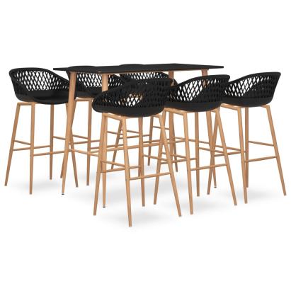 Set mobilier de bar, 7 piese, negru GartenMobel Dekor