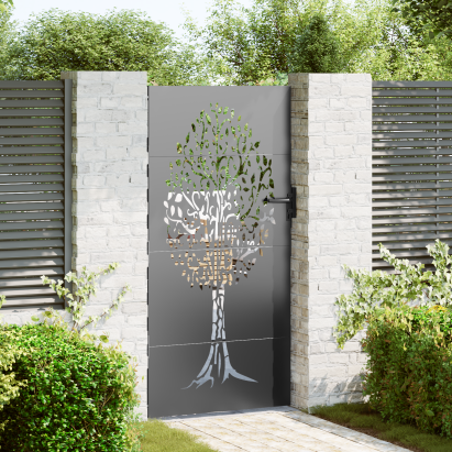 Poartă de grădină Negru 100 x 175 cm Oțel vopsit în pulbere GartenMobel Dekor