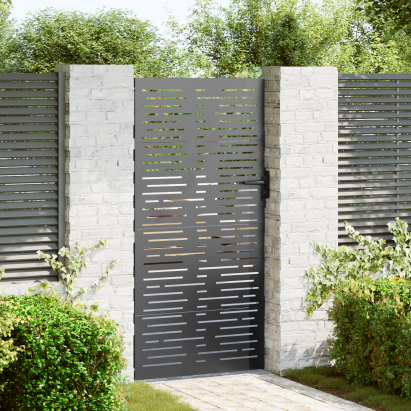 Poartă de grădină Negru 105 x 200 cm Oțel vopsit în pulbere GartenMobel Dekor