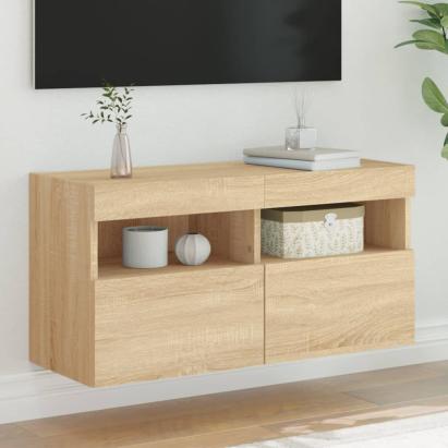 Comodă TV de perete cu lumini LED, stejar sonoma, 80x30x40 cm GartenMobel Dekor