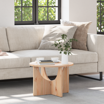 Masă de cafea Natural 50 x 50 x 35 cm Lemn de brad solid GartenMobel Dekor