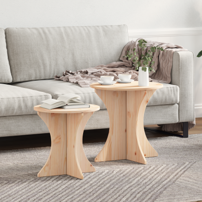 Masă de cafea 2 pcs Natural 46 x 46 x 47 cm Lemn de brad solid GartenMobel Dekor