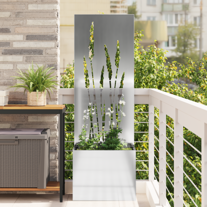 Ghiveci de Grădină cu Panou Decorativ Argintiu 50 x 140 cm GartenMobel Dekor
