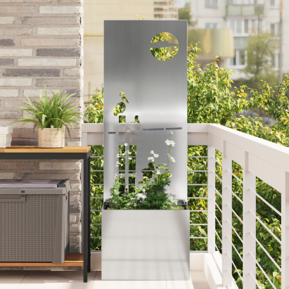 Ghiveci de Grădină cu Panou Decorativ Argintiu 50 x 140 cm GartenMobel Dekor