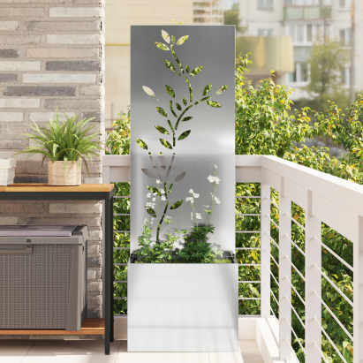 Ghiveci de Grădină cu Panou Decorativ Argintiu 50 x 140 cm GartenMobel Dekor