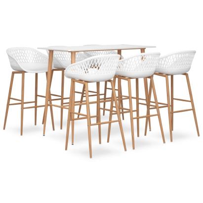 Set mobilier de bar, 7 piese, alb GartenMobel Dekor