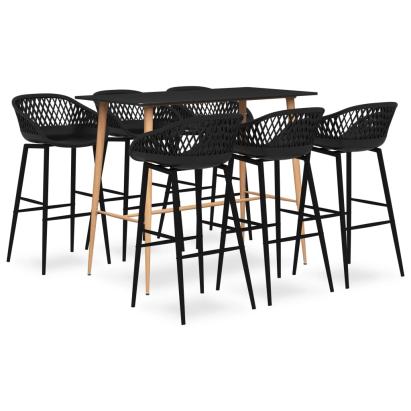 Set mobilier de bar, 7 piese, negru GartenMobel Dekor
